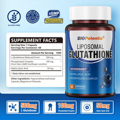 Front of BIO POTENTIA Liposomal Glutathione packaging
