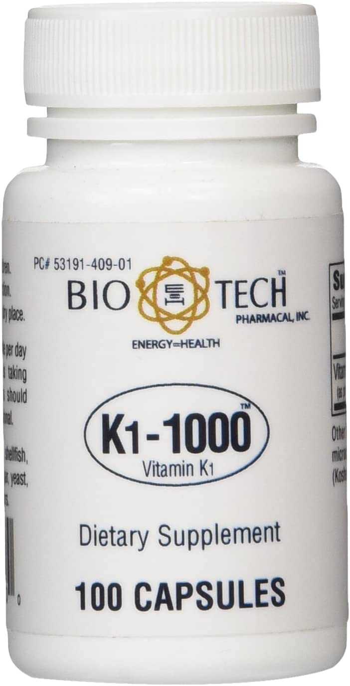 Bio-Tech K1-1000 Vitamin K1 1000 mcg bottle and label