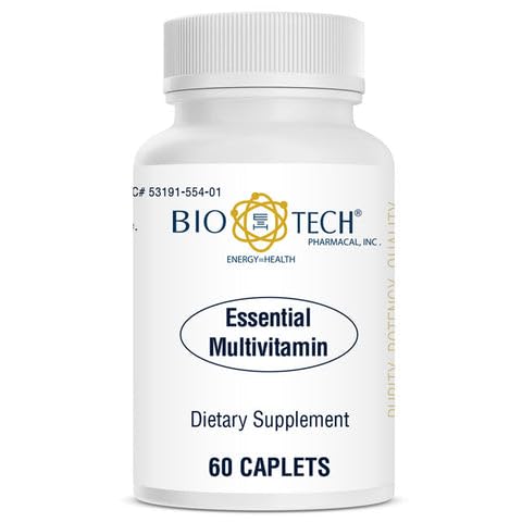Bottle of Bio-Tech Pharmacal Essential Multivitamin caplets