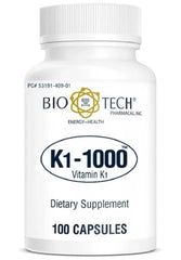 Bio-Tech Pharmacal K1-1000 Vitamin K1 100 Capsules bottle front view - 3 pack
