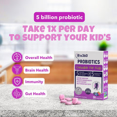 Vitamin D3, Vitamin C, and Vitamin B12 ingredients for kids in Bio360 product