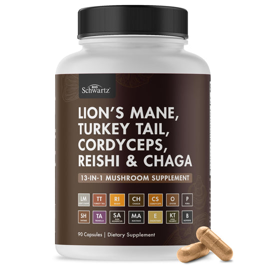 BioSchwartz 13-in-1 mushroom complex bottle