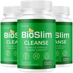 BioSlim Cleanse Capsules bottle set (3-pack) containing 180 capsules