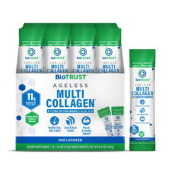 BioTrust Ageless Multi Collagen Peptides powder bottle and packaging