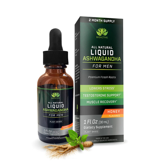 BIOACTIVE Ashwagandha Drops bottle with honey flavor
