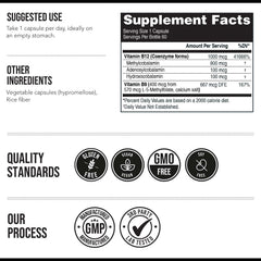 Vegan, Non-GMO BioActive B12 bottle with 60 servings