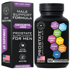 BIOACTIVE LABS Prostate Health Supplements bottle with 180 tablets and 60 serves
