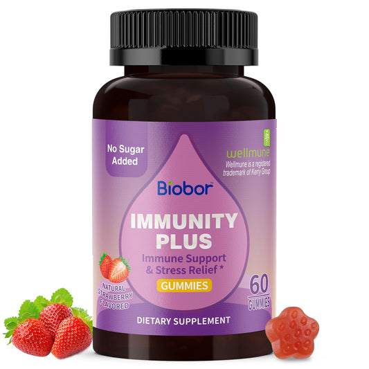 Biobor 4 in 1 Immunity Gummies strawberry flavor bottle front