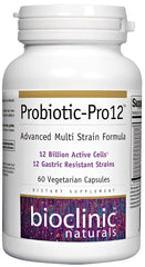 Bioclinic Naturals Probiotic-Pro 12 60 vcaps label with 12 strains and 12B CFU