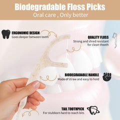 Packaging showing two bags of 100 floss picks included in the 200-count package