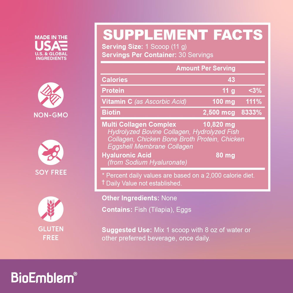 Biotin, hyaluronic acid and vitamin C capsules representation