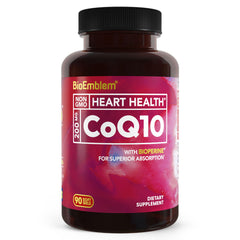 BioEmblem CoQ10 with BioPerine 200mg softgels bottle front