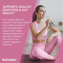 Product label highlighting 10 enzymes and 1B CFU probiotics