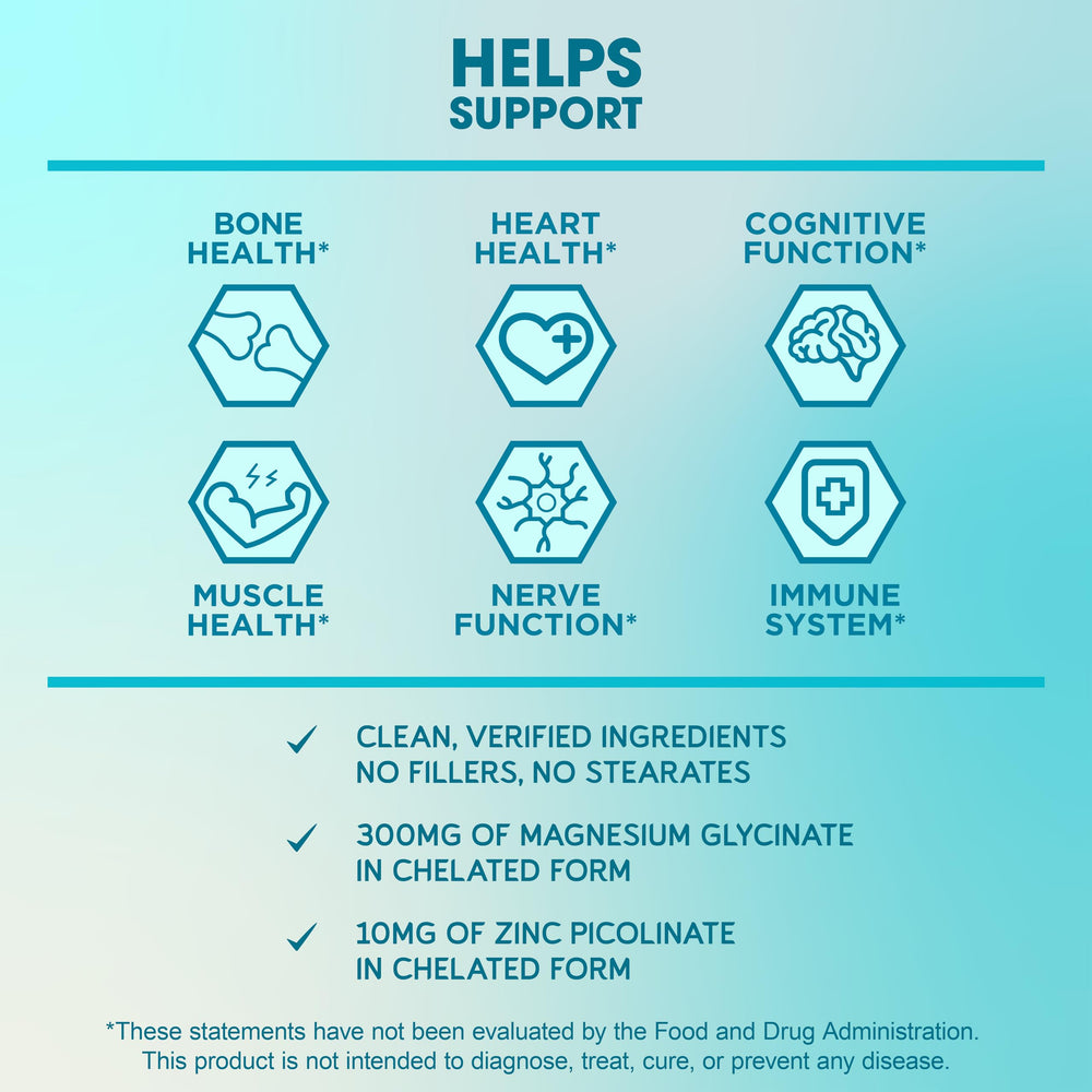 Zinc and magnesium ingredients on a clean background