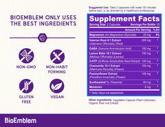 Ingredients include melatonin, Suntheanine, valerian and other sleep support compounds