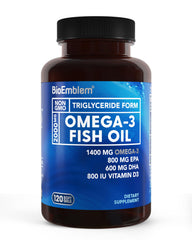 BioEmblem Omega-3 Fish Oil 2000mg small softgel bottle - 120 count hero image