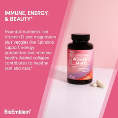 Label showing vitamins and minerals on BioEmblem bottle