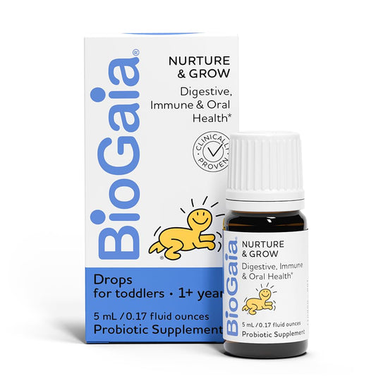 BioGaia Nurture & Grow toddler liquid probiotic bottle