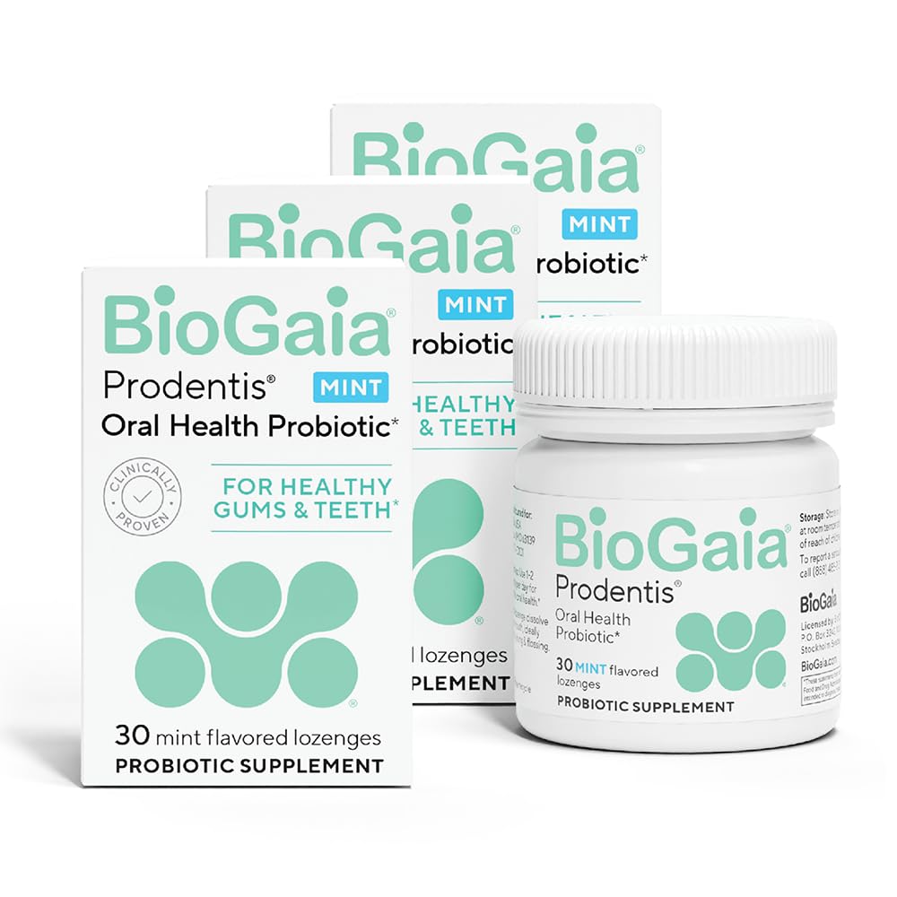 BioGaia Prodentis lozenges 3-pack box front for mint flavor and daily balance.