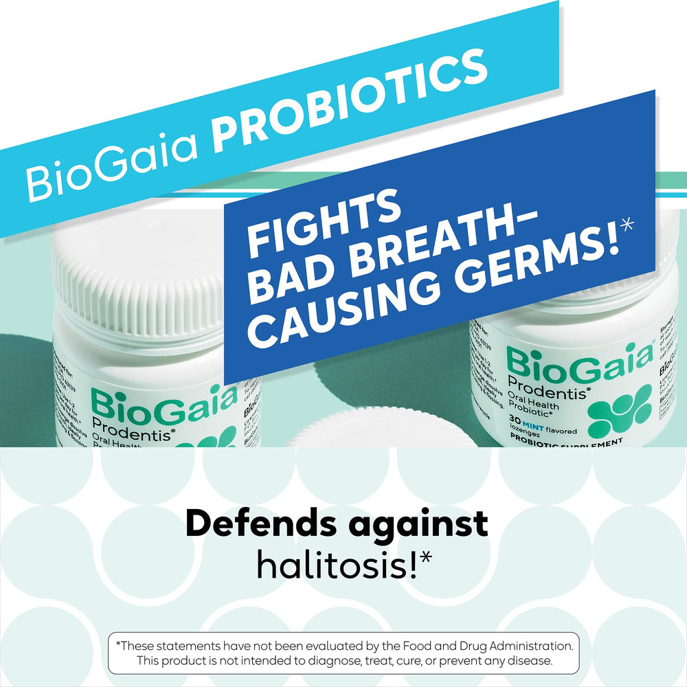 BioGaia Prodentis 3-pack tablets ready to dissolve for gum support.