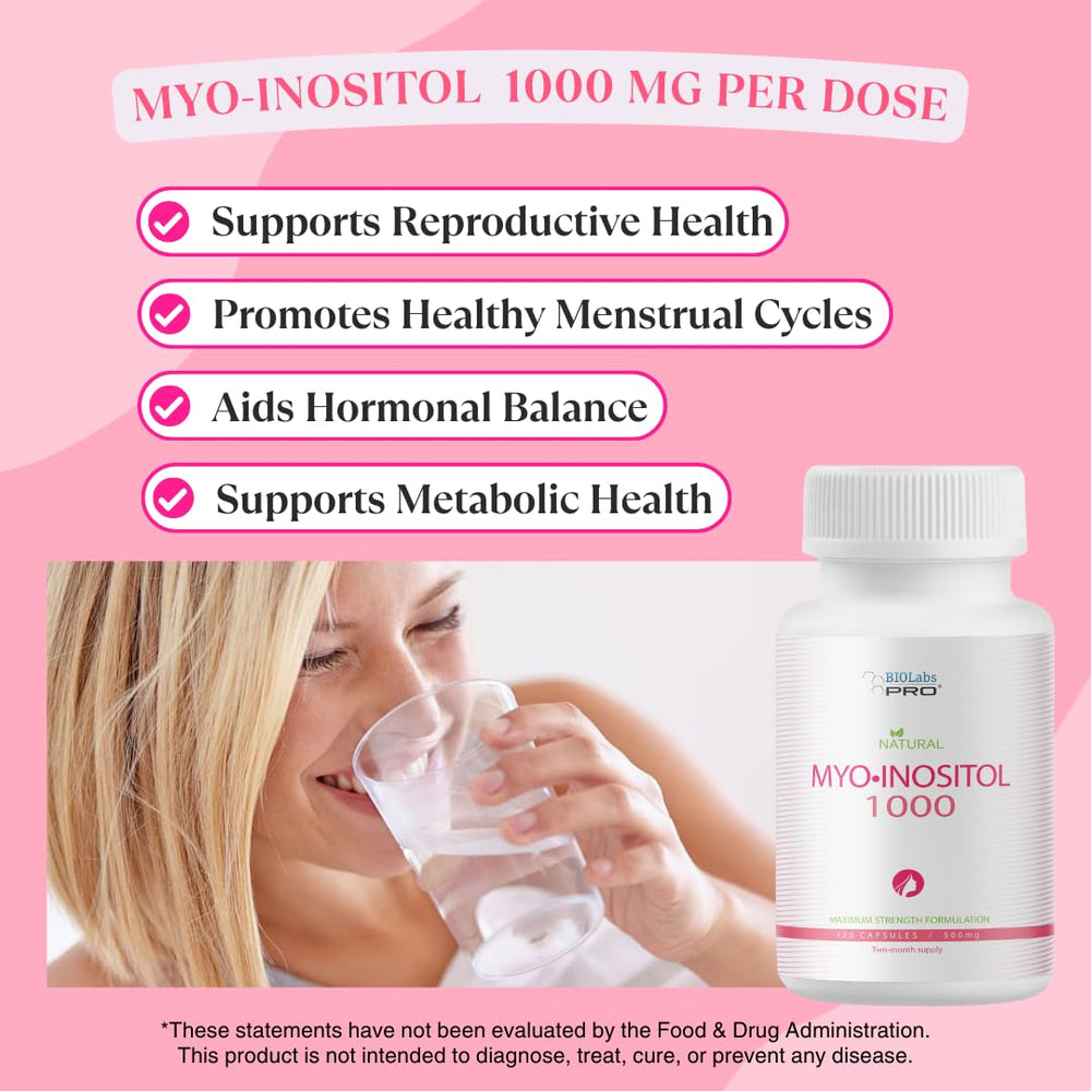 BIOLABS PRO Myo-Inositol 1000mg bottle – back label with details