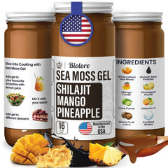 Biolore Sea Moss Gel with Shilajit Mango Pineapple 16 oz jar - front view