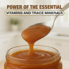 Biolore spoonful over smoothie showing easy blending and taste benefit