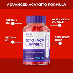 Serving showing 1000mg ACV in Biolyfe Keto + Gummies