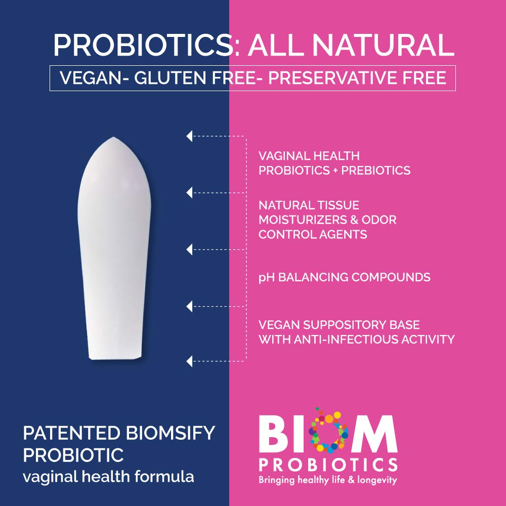 Biom Probiotics natural ingredients label confirms paraben-free vegan formulation.