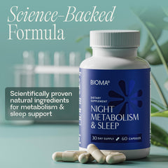 BIOMA Night Metabolism & Sleep ingredients list includes magnesium and melatonin.