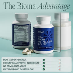 BIOMA Night Metabolism & Sleep relaxing routine with water.