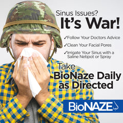 Bionaze label close-up showing BLIS strains powering a healthy mouth microbiome
