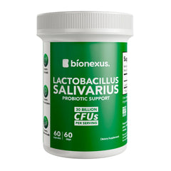 Front view of Bionexus Lactobacillus Salivarius probiotic bottle