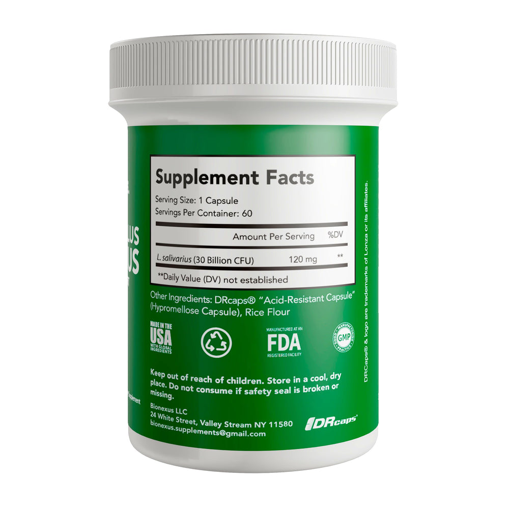 Product label detailing 60-count and 30 billion CFU