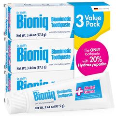 Bioniq Plus Biomimetic Toothpaste packaging and tube