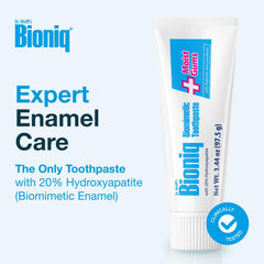 Close-up of Bioniq Plus toothpaste tube and cap