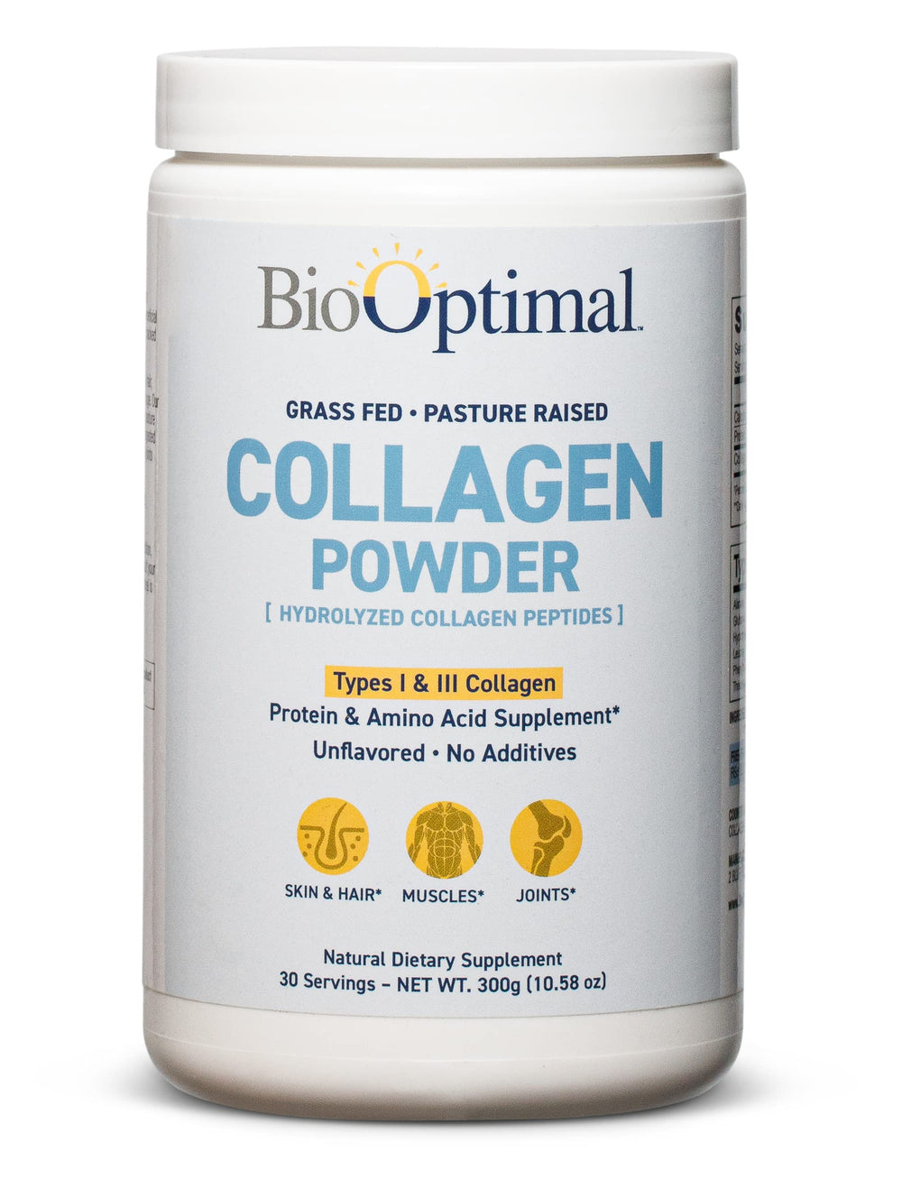 BioOptimal Collagen Peptides powder jar (30 servings)