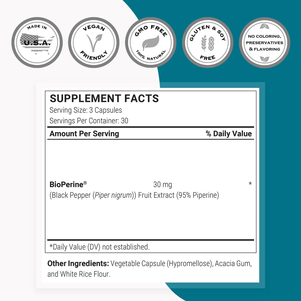 Black pepper extract with 95% piperine (Bioperine)