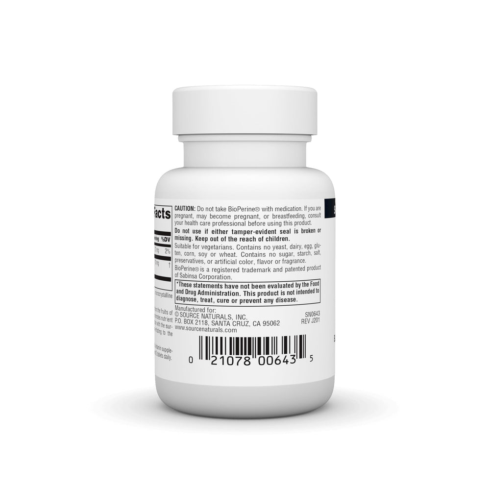 Close-up of BioPerine black pepper extract tablets
