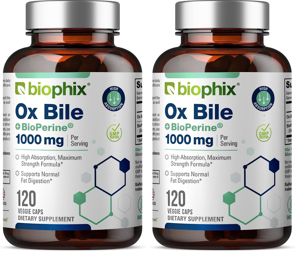 Biophix Ox Bile 1000 mg bottle label with BioPerine