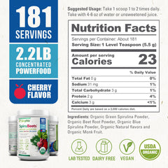Close-up of Organic Green Spirulina and Blue Spirulina ingredients