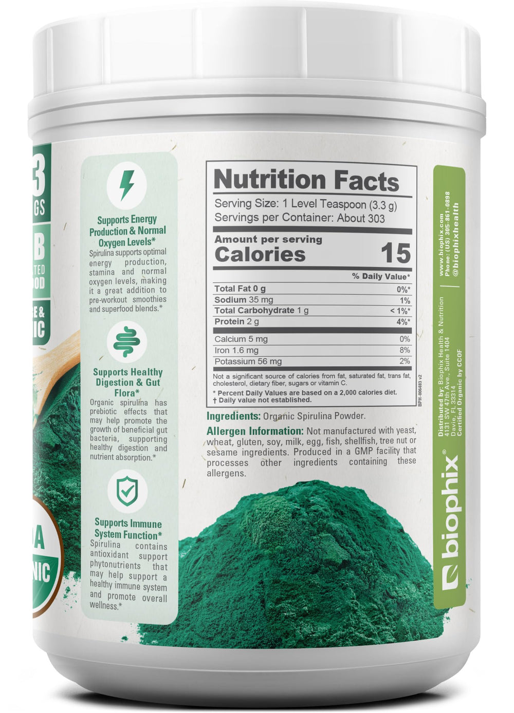 Spoon scooping Biophix Spirulina Powder