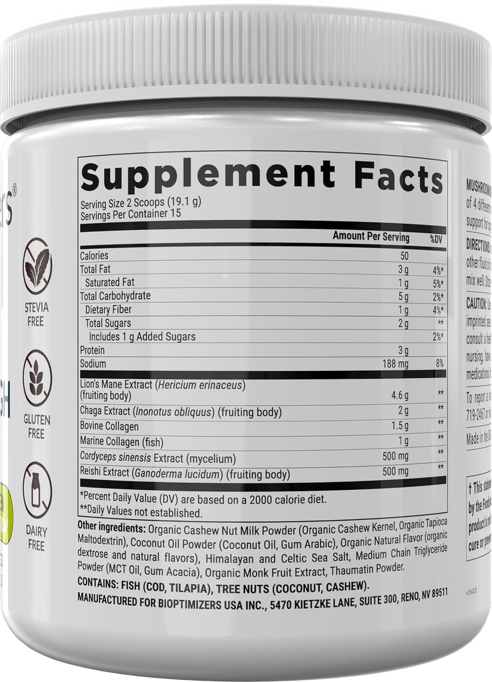 Nutrition label showing 15 servings