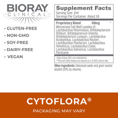 CytoFlora probiotic lysate tincture label