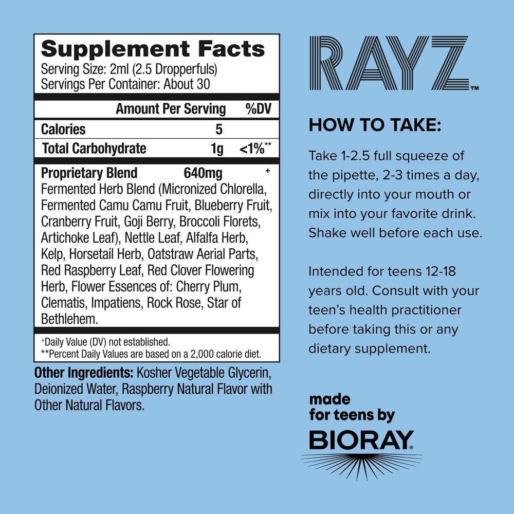 Teens using BIORAY RAYZ Raspberry flavor vitamin drops