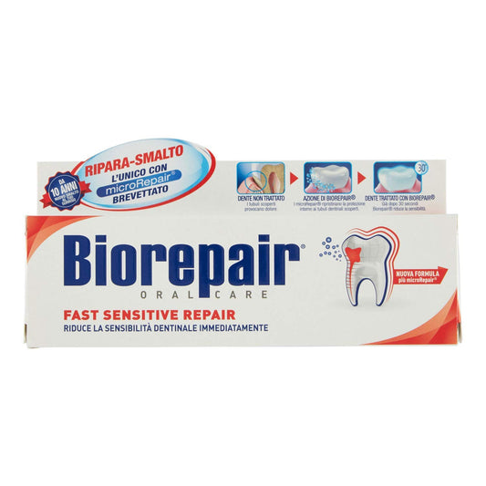 Biorepair toothpaste tube front view 75ml Italian import