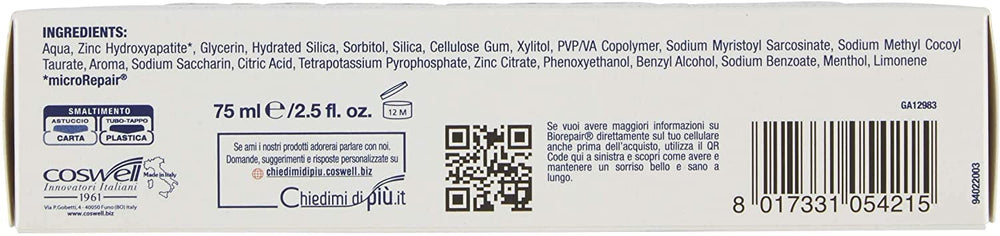 No SLS and no parabens badge for Biorepair toothpaste
