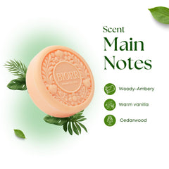 Luxurious woody-amber BIORR scent for spa-like wash