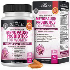 BioSchwartz Menopause Probiotics bottle front view for daily support.