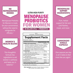 BioSchwartz Menopause Probiotics capsules close-up, easy-swallow design for daily use.